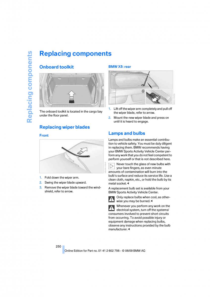 BMW X5 X6 E71 E72 owners manual / page 252