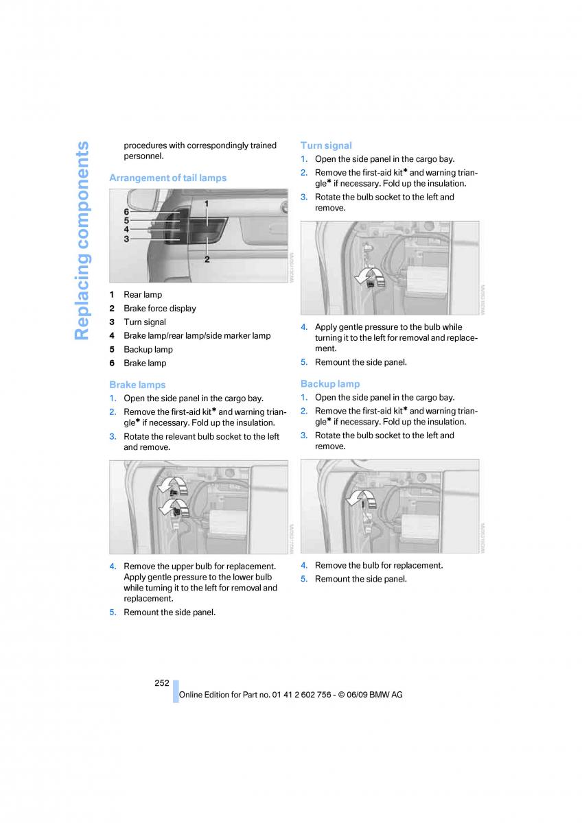 BMW X5 X6 E71 E72 owners manual / page 254