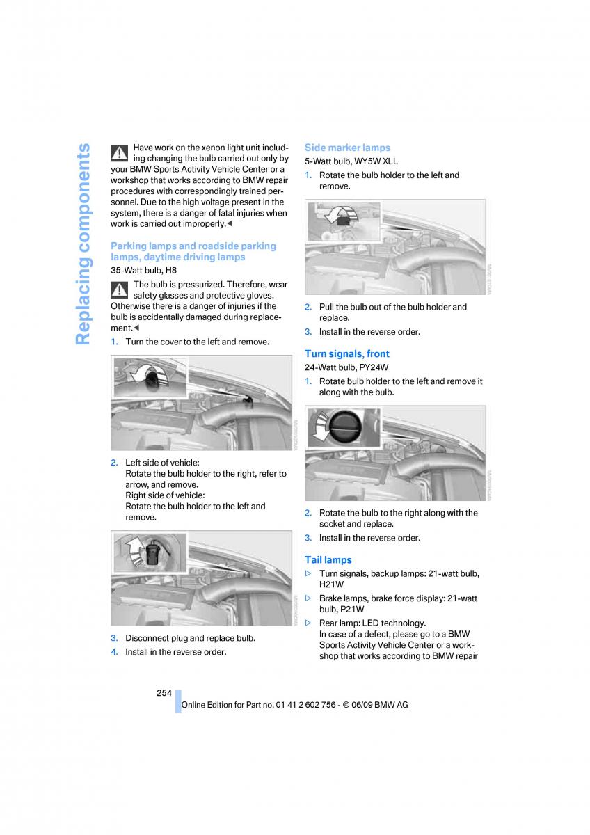 BMW X5 X6 E71 E72 owners manual / page 256