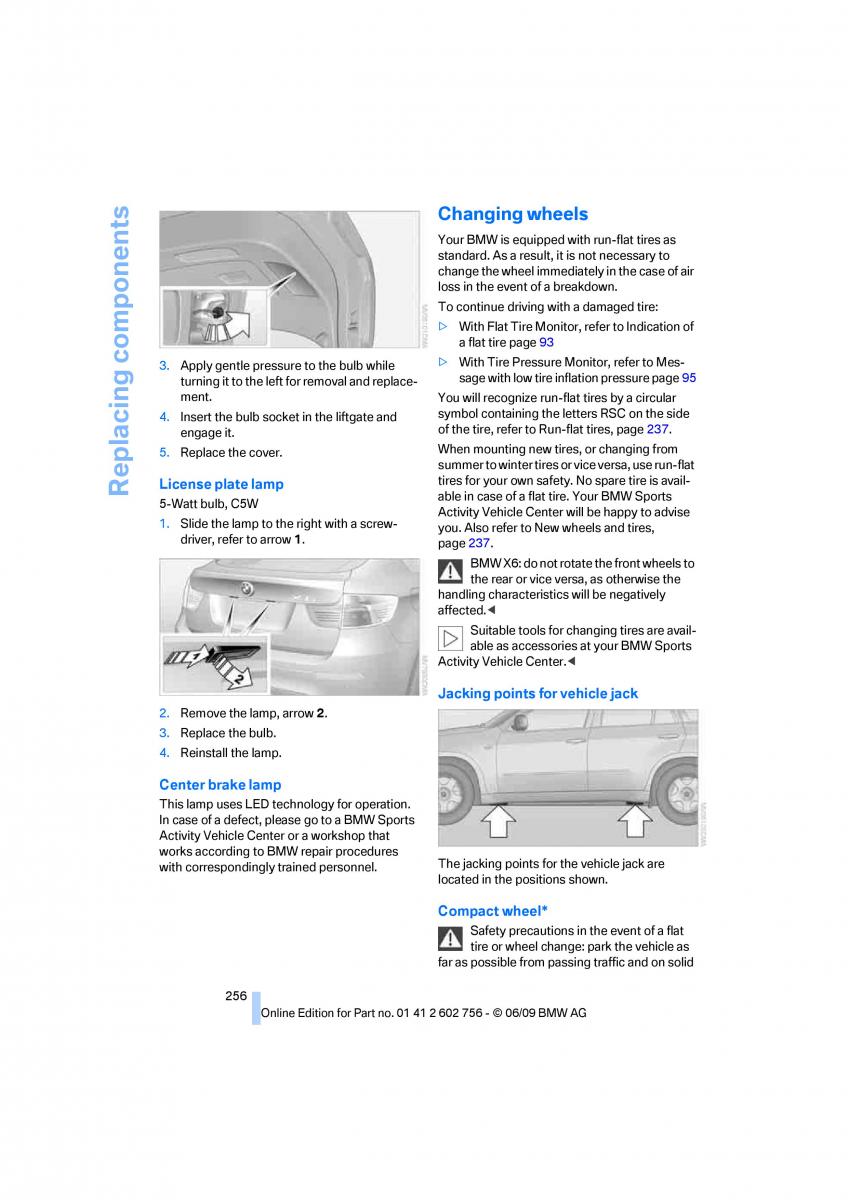 BMW X5 X6 E71 E72 owners manual / page 258