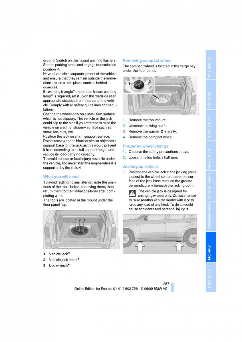 BMW X5 X6 E71 E72 owners manual / page 259