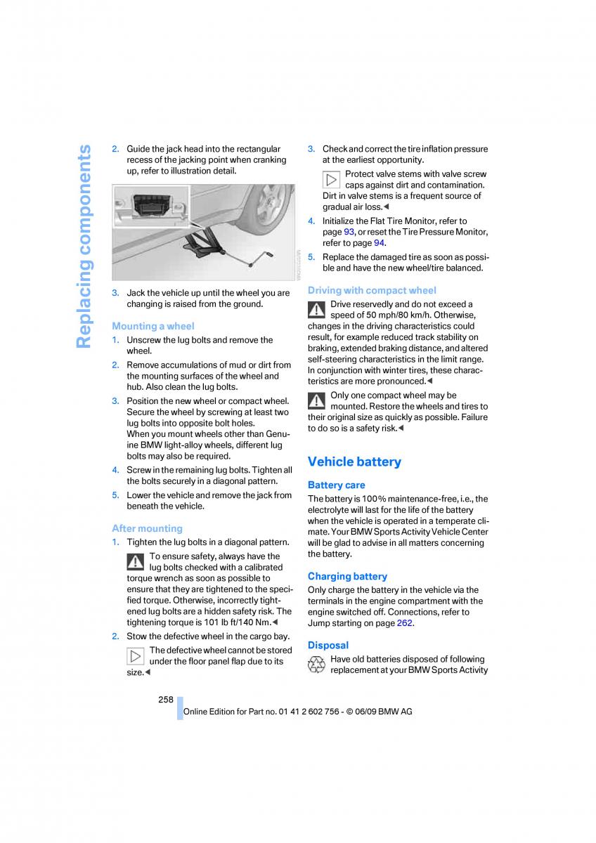 BMW X5 X6 E71 E72 owners manual / page 260