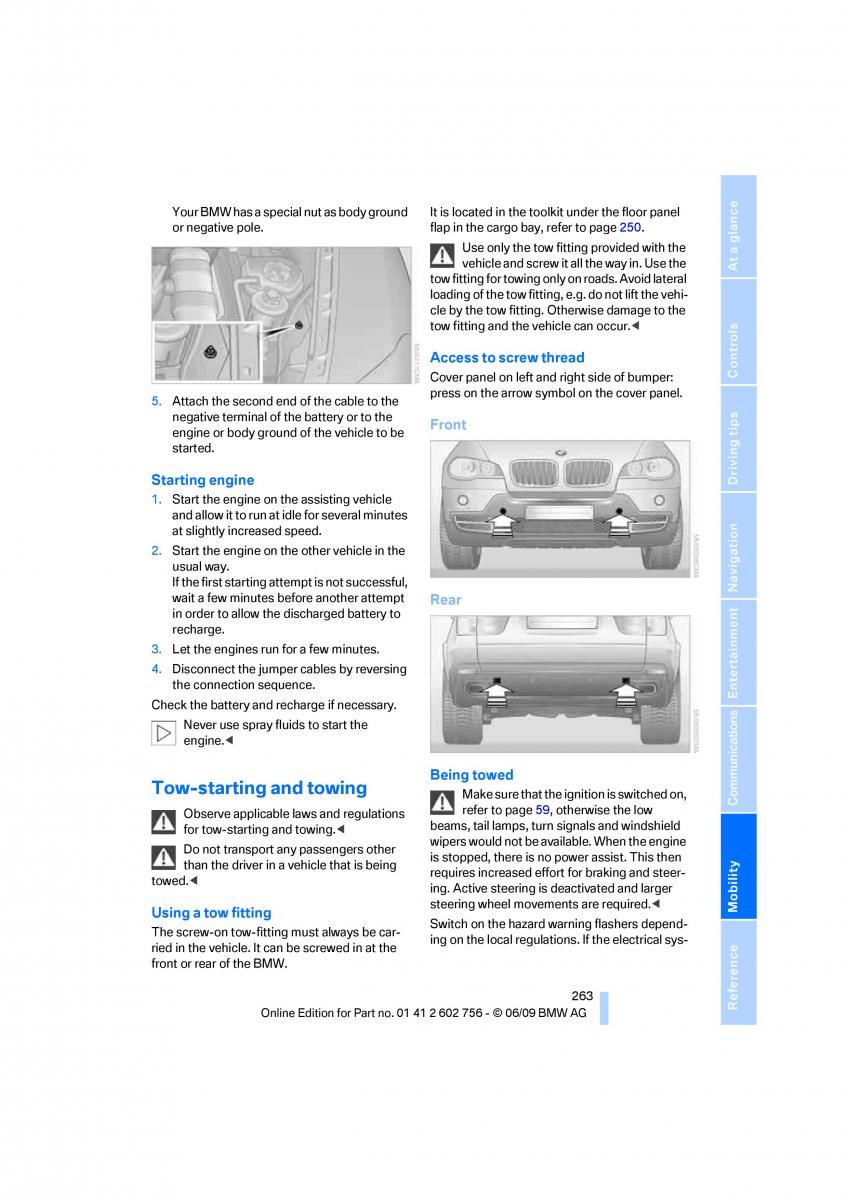 BMW X5 X6 E71 E72 owners manual / page 265