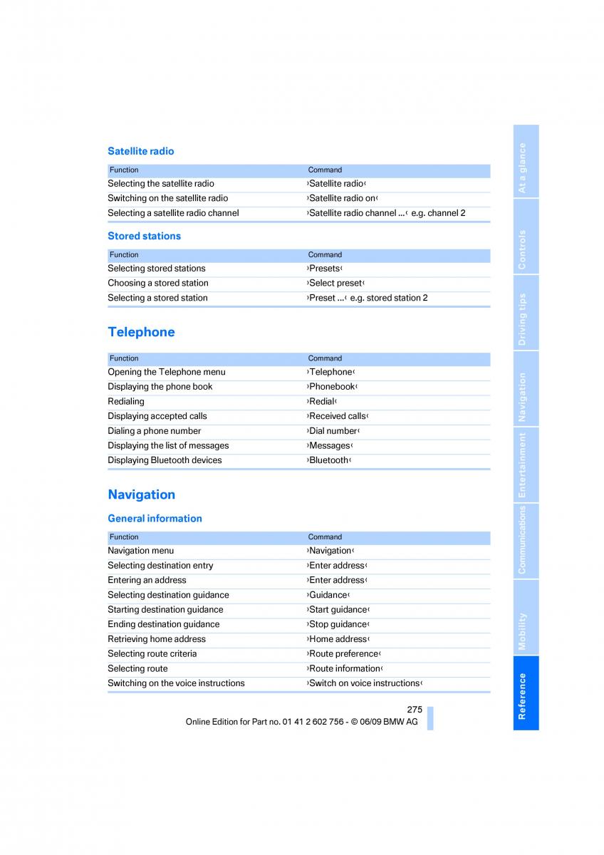 BMW X5 X6 E71 E72 owners manual / page 277