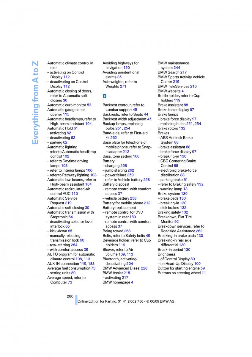 BMW X5 X6 E71 E72 owners manual / page 282