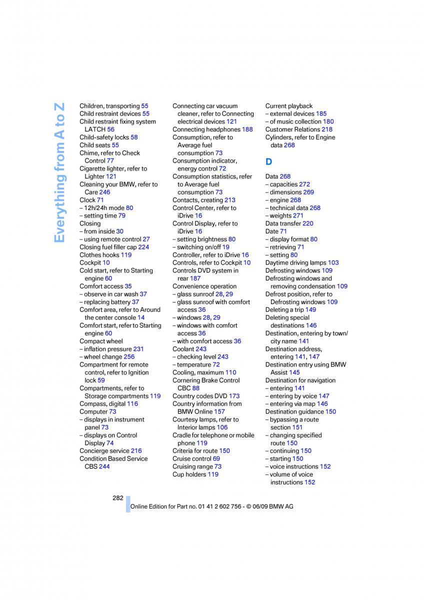 BMW X5 X6 E71 E72 owners manual / page 284