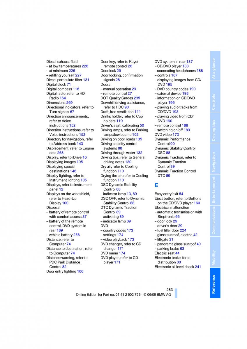 BMW X5 X6 E71 E72 owners manual / page 285