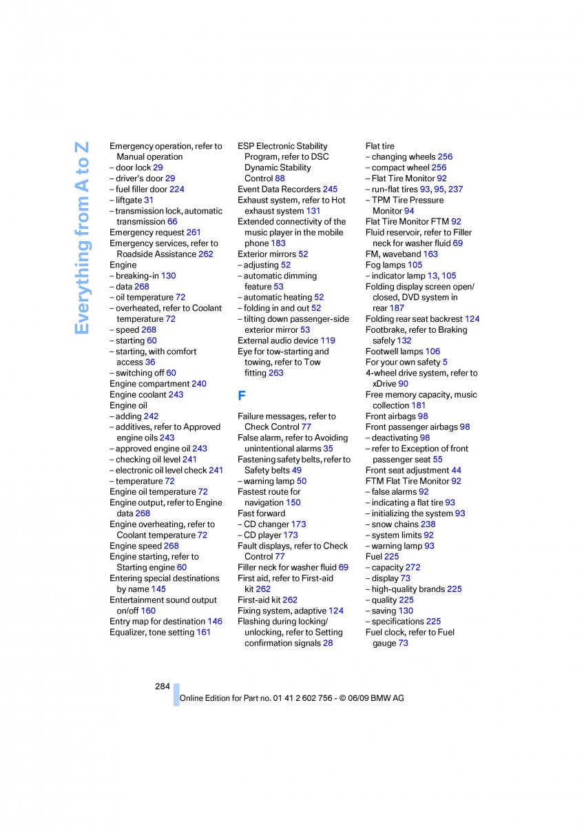 BMW X5 X6 E71 E72 owners manual / page 286