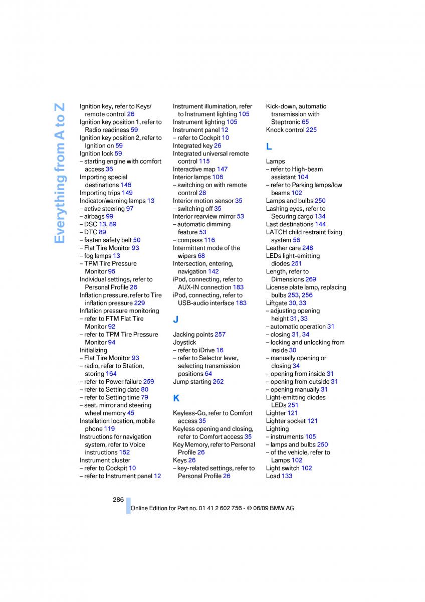 BMW X5 X6 E71 E72 owners manual / page 288