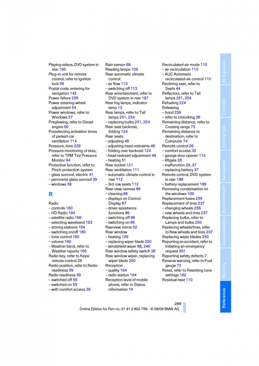 BMW X5 X6 E71 E72 owners manual / page 291