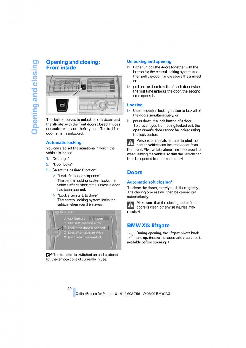 BMW X5 X6 E71 E72 owners manual / page 32