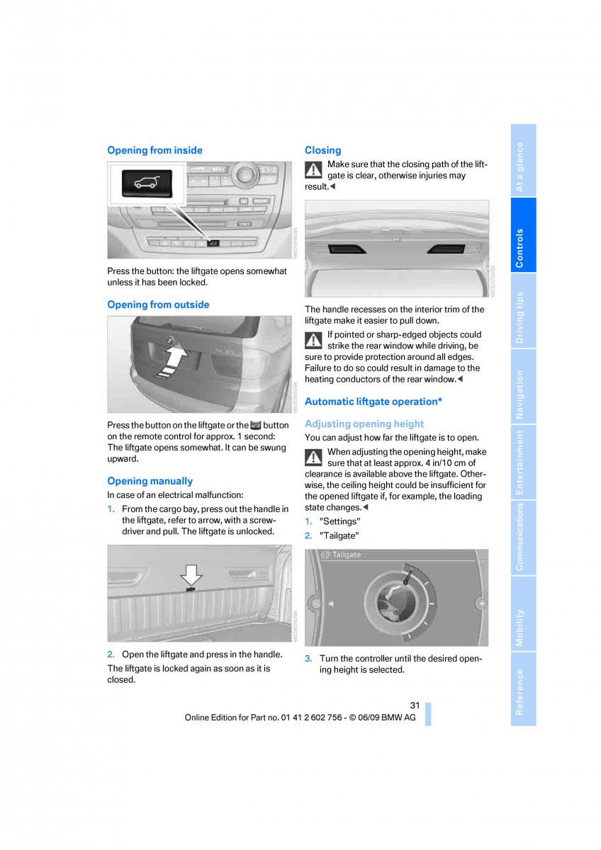 BMW X5 X6 E71 E72 owners manual / page 33