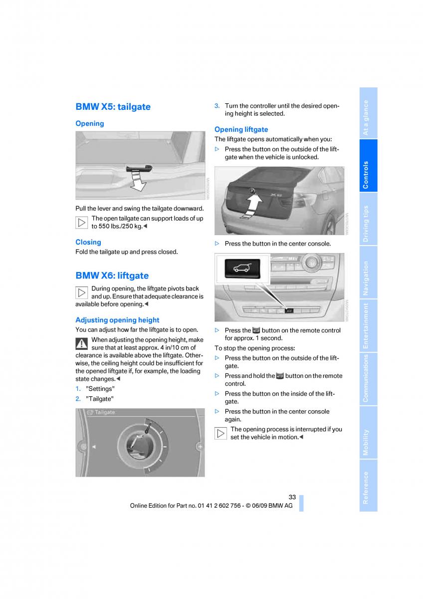 BMW X5 X6 E71 E72 owners manual / page 35