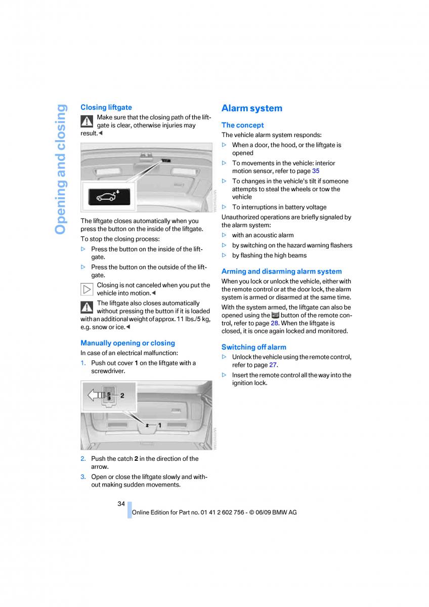 BMW X5 X6 E71 E72 owners manual / page 36