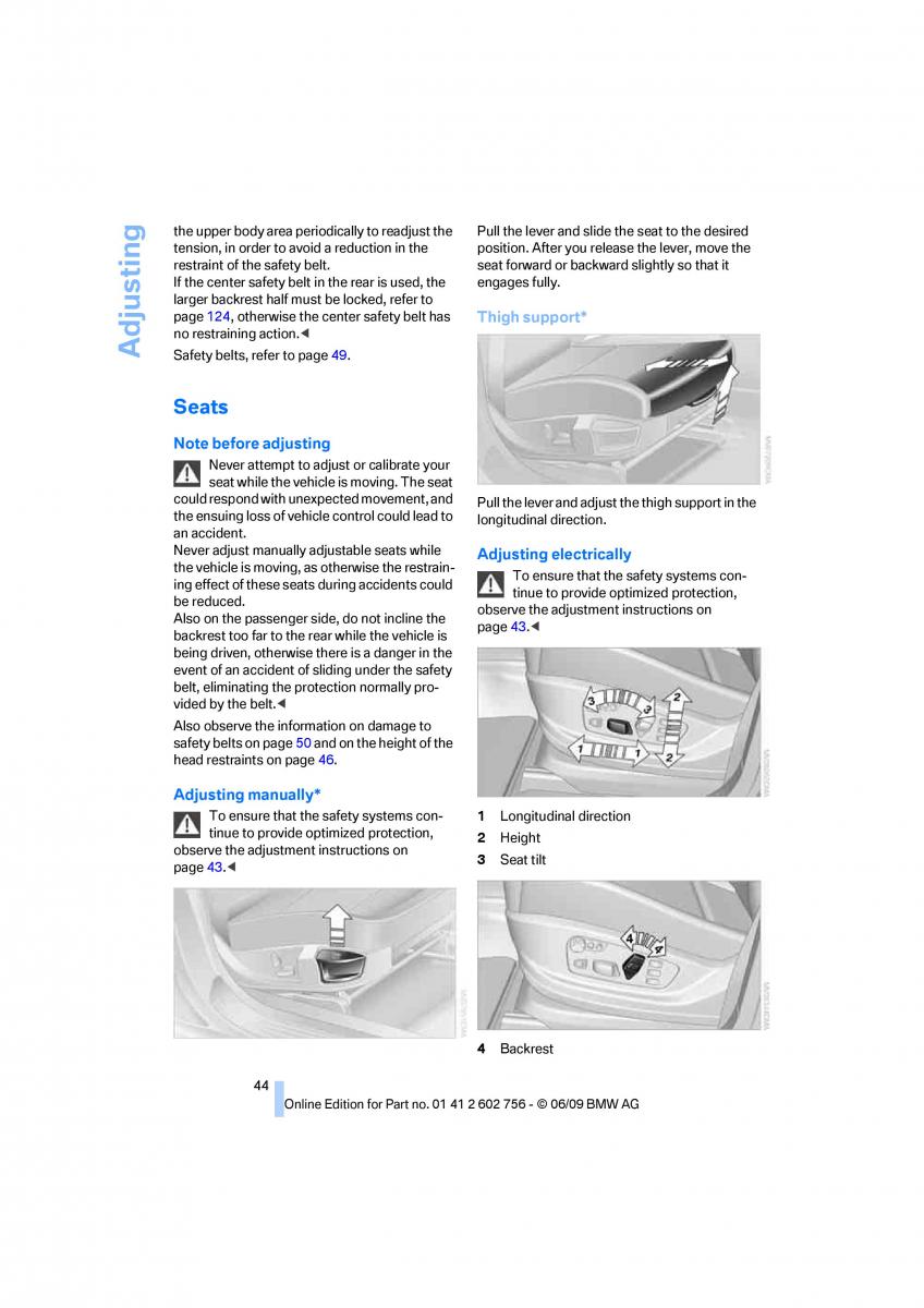 BMW X5 X6 E71 E72 owners manual / page 46