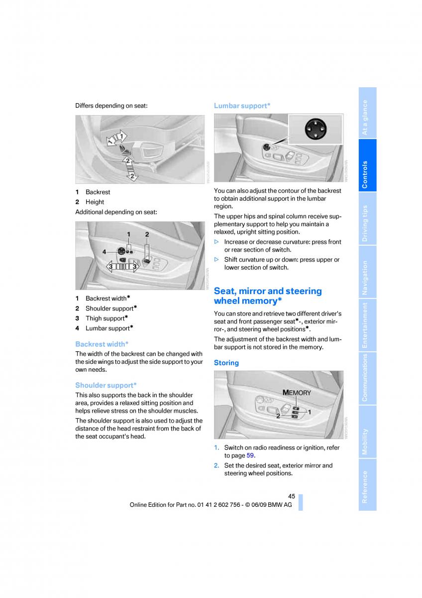 BMW X5 X6 E71 E72 owners manual / page 47