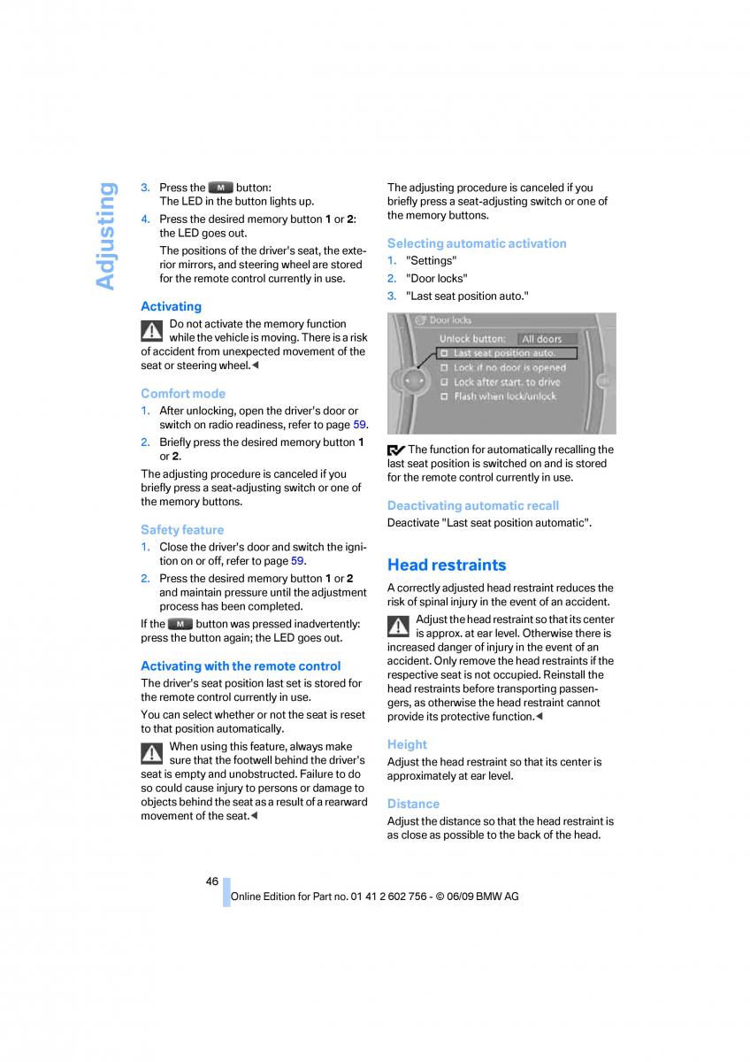 BMW X5 X6 E71 E72 owners manual / page 48