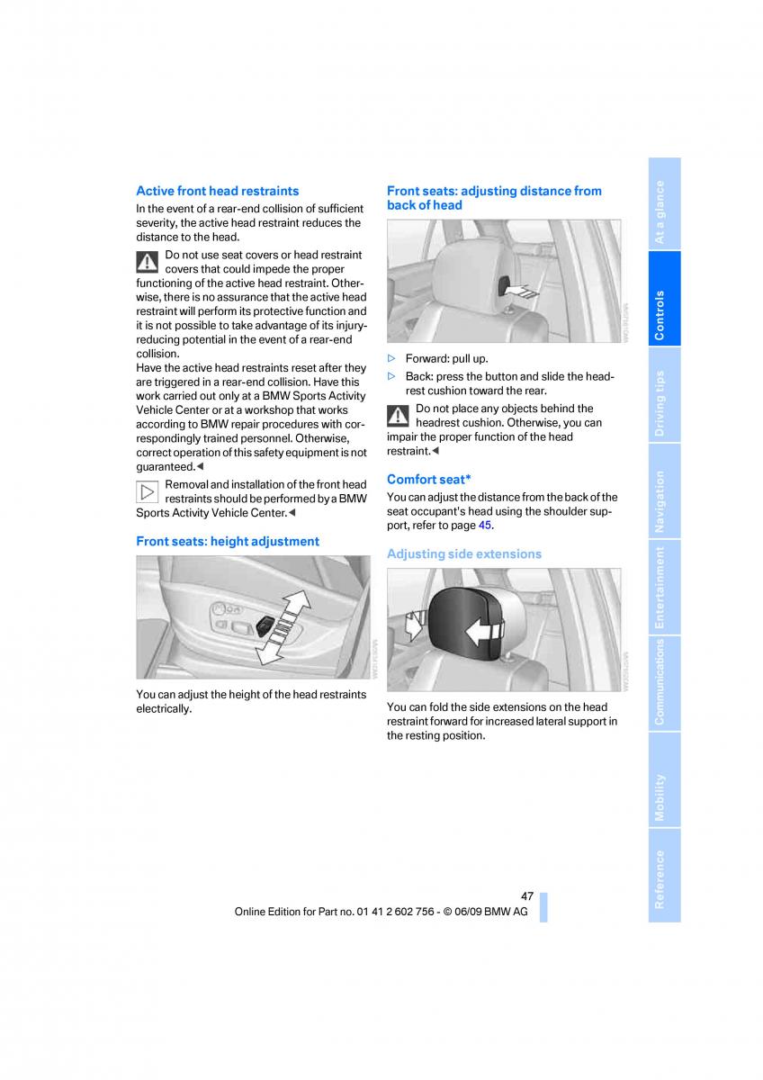 BMW X5 X6 E71 E72 owners manual / page 49