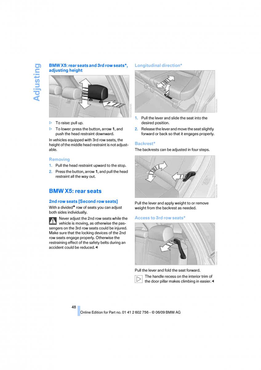 BMW X5 X6 E71 E72 owners manual / page 50