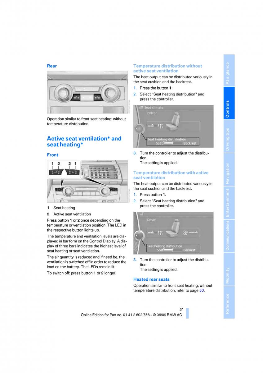 BMW X5 X6 E71 E72 owners manual / page 53