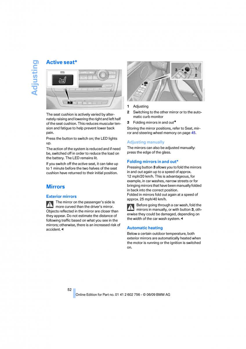 BMW X5 X6 E71 E72 owners manual / page 54