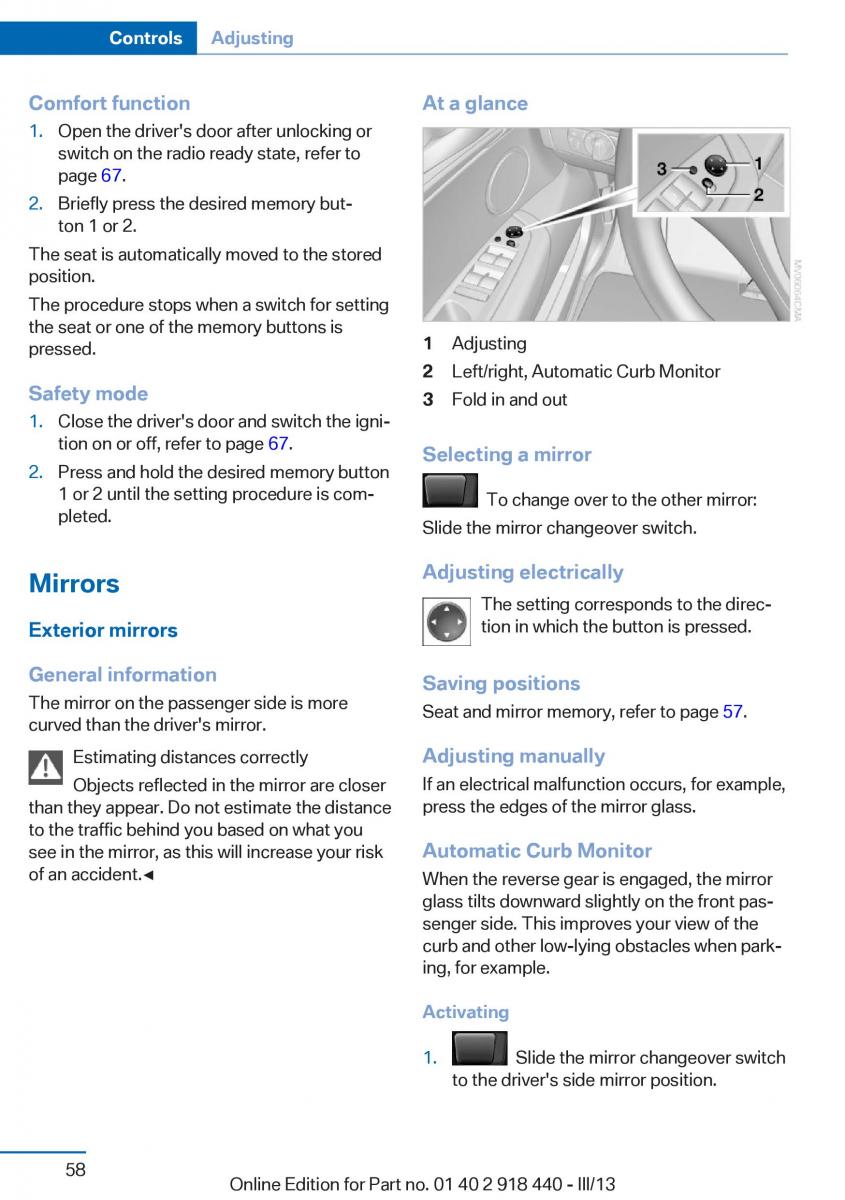 BMW X5 X6 F15 F16 owners manual / page 58