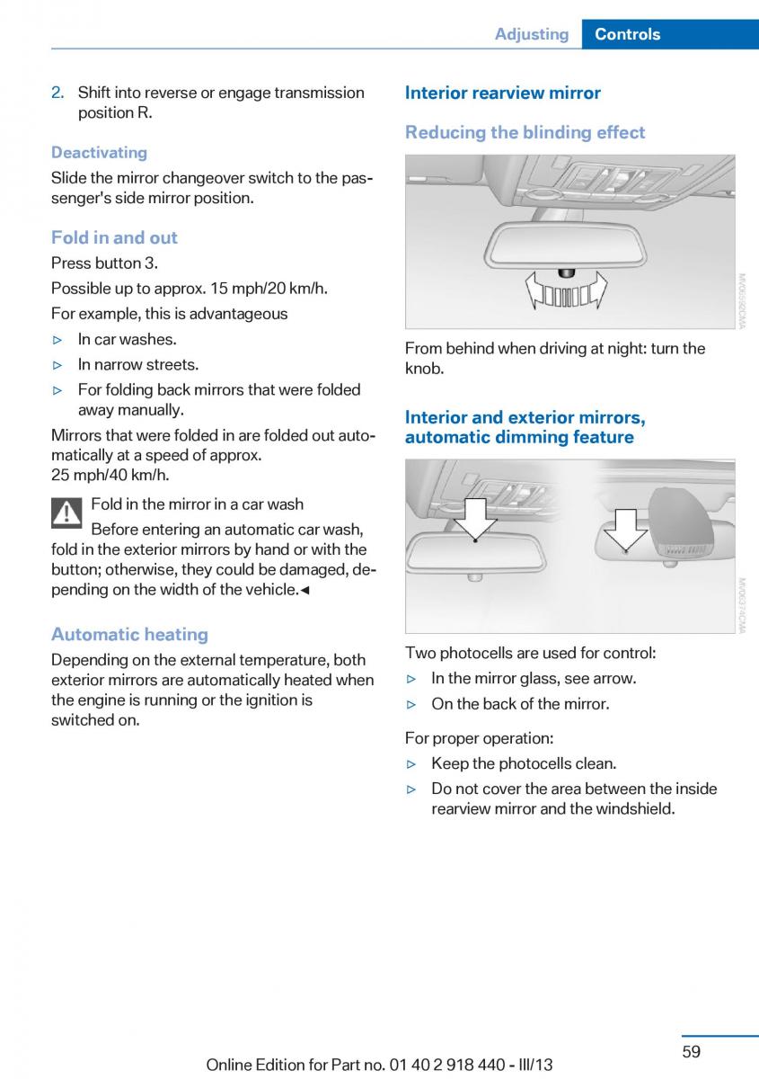 BMW X5 X6 F15 F16 owners manual / page 59