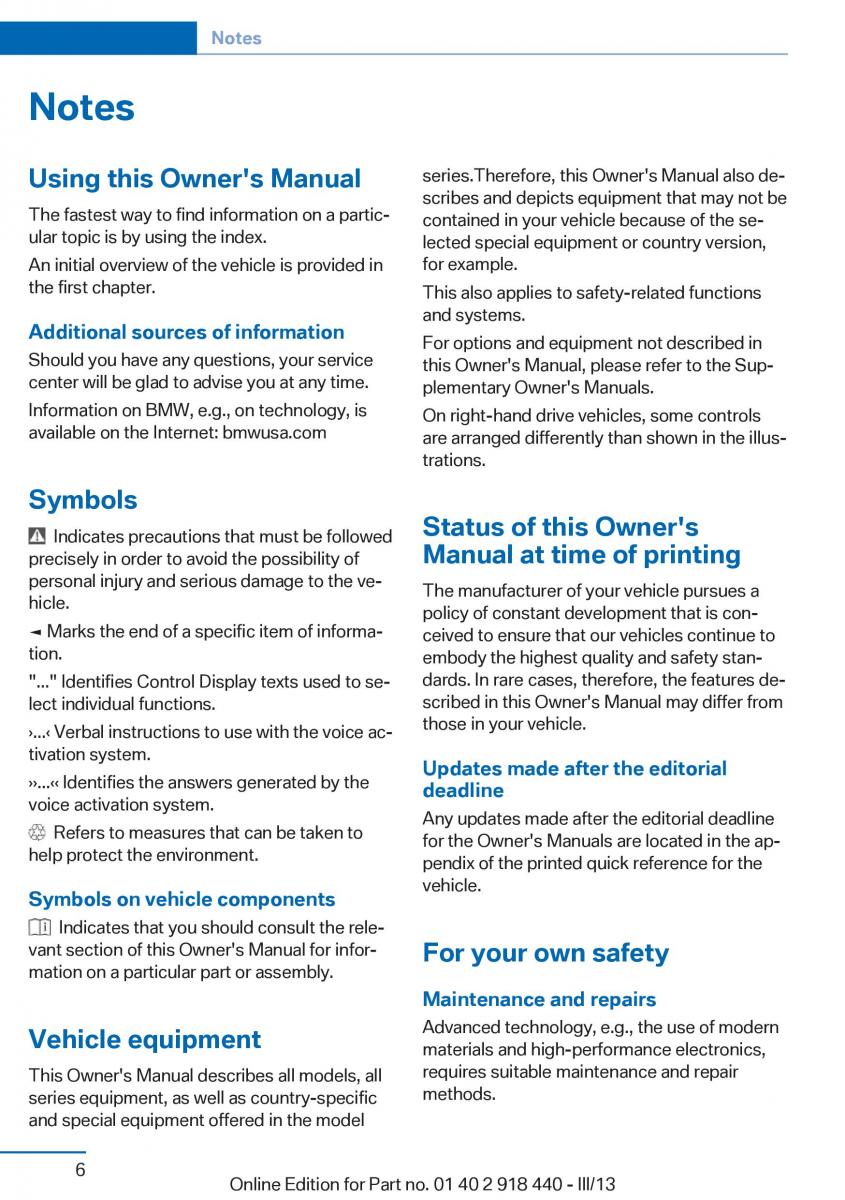 BMW X5 X6 F15 F16 owners manual / page 6