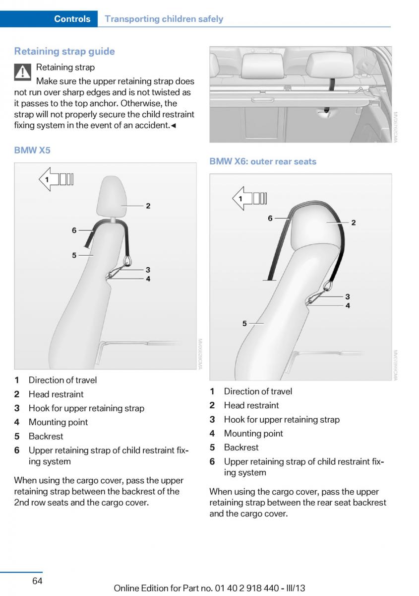 BMW X5 X6 F15 F16 owners manual / page 64