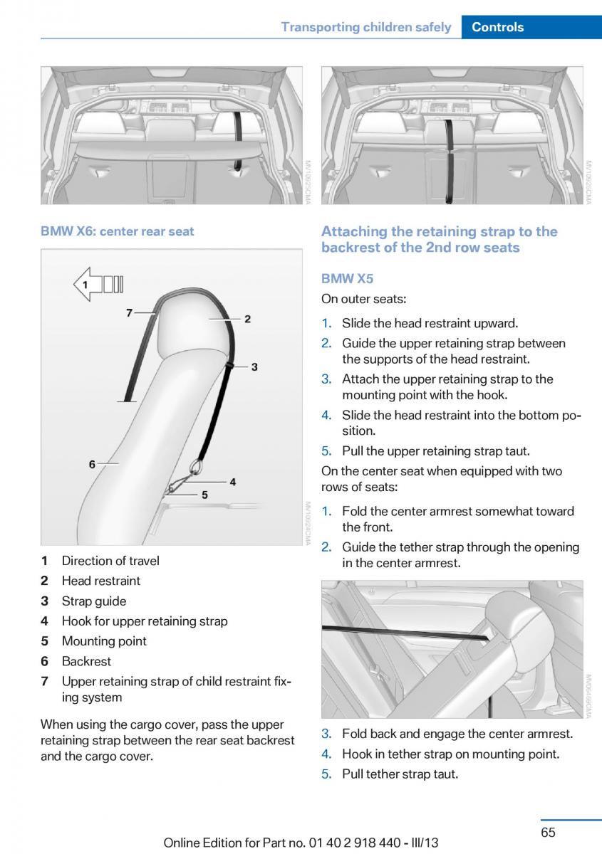 BMW X5 X6 F15 F16 owners manual / page 65