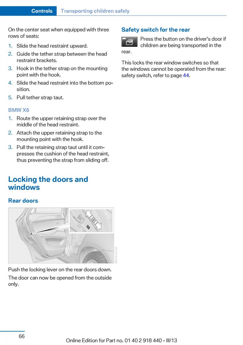 BMW X5 X6 F15 F16 owners manual / page 66