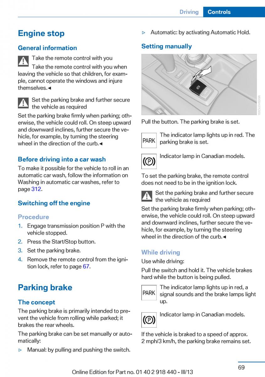 BMW X5 X6 F15 F16 owners manual / page 69