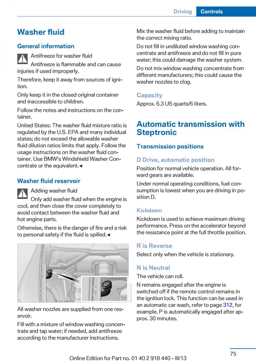 BMW X5 X6 F15 F16 owners manual / page 75