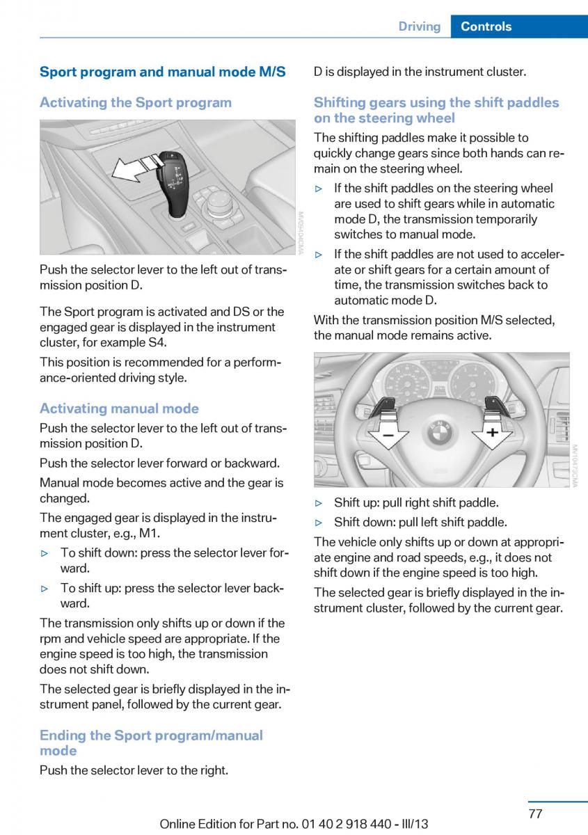 BMW X5 X6 F15 F16 owners manual / page 77