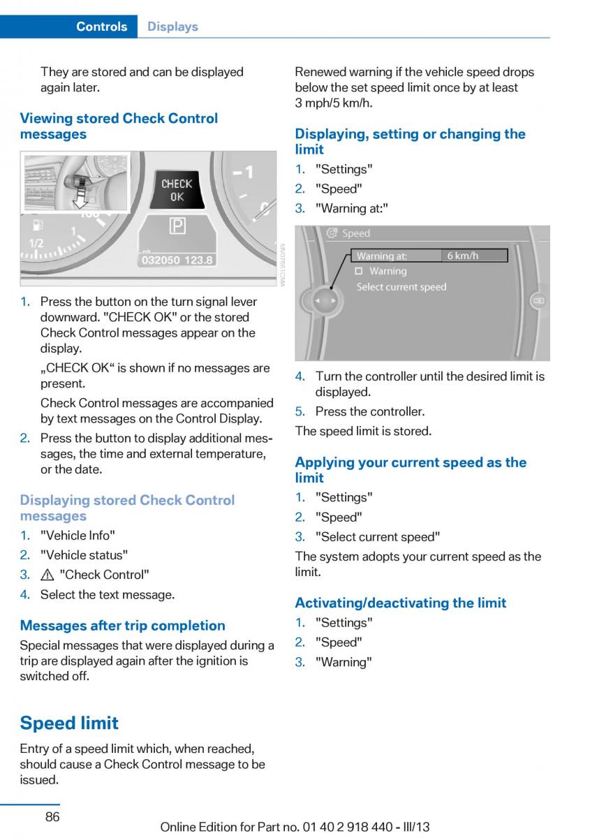 BMW X5 X6 F15 F16 owners manual / page 86