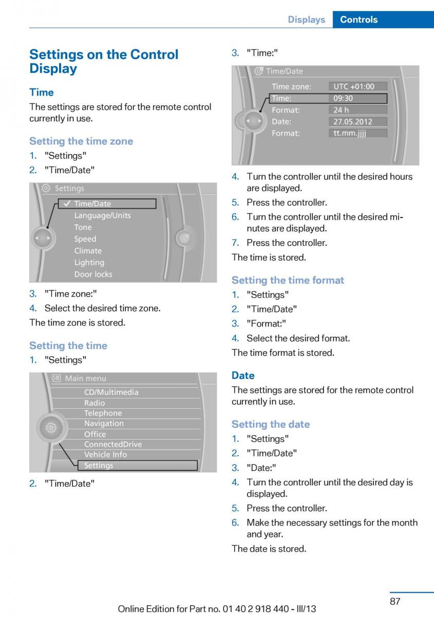 BMW X5 X6 F15 F16 owners manual / page 87