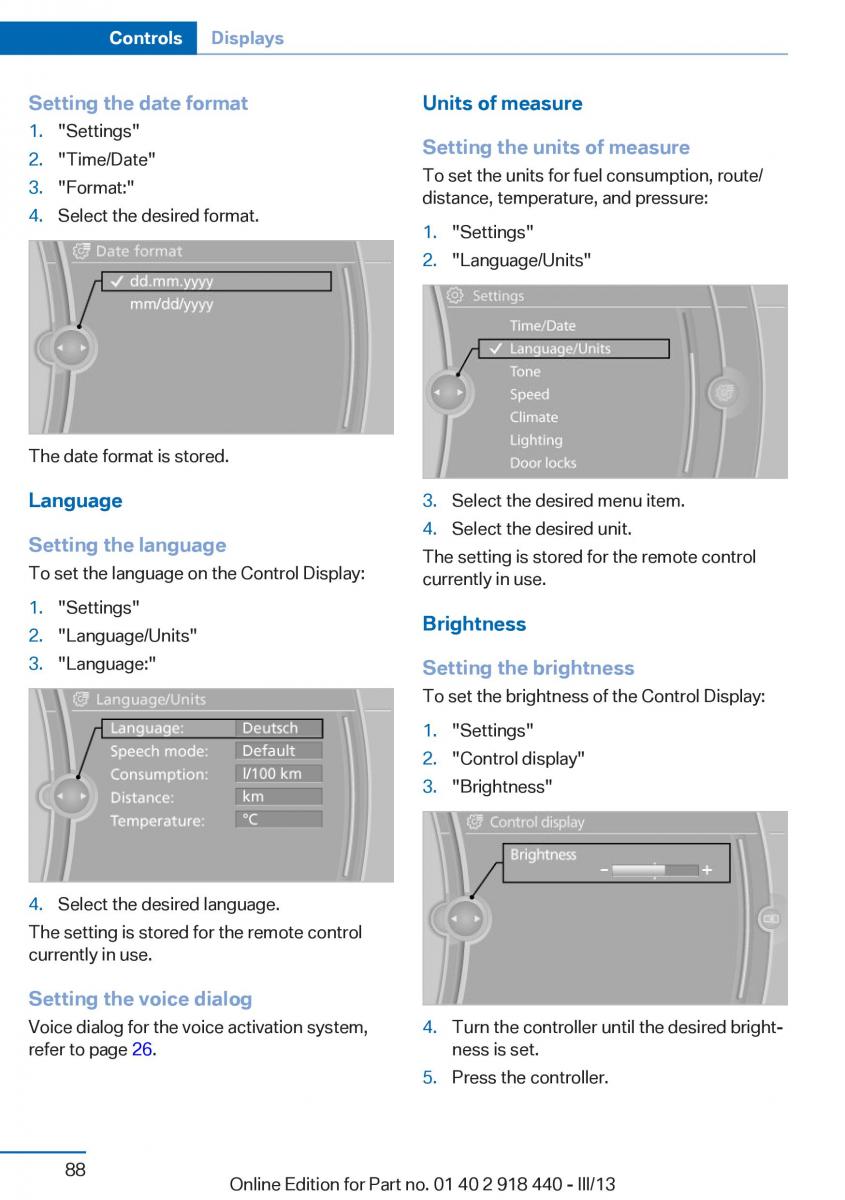 BMW X5 X6 F15 F16 owners manual / page 88