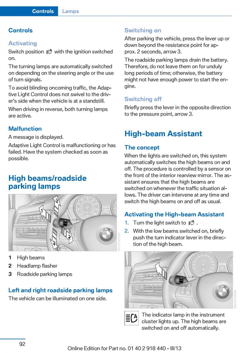 BMW X5 X6 F15 F16 owners manual / page 92