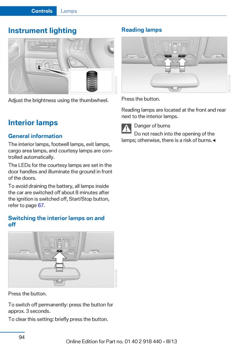 BMW X5 X6 F15 F16 owners manual / page 94