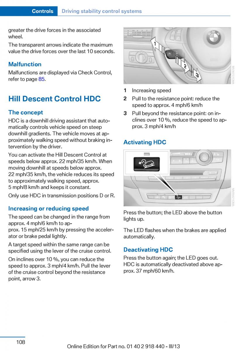 BMW X5 X6 F15 F16 owners manual / page 108