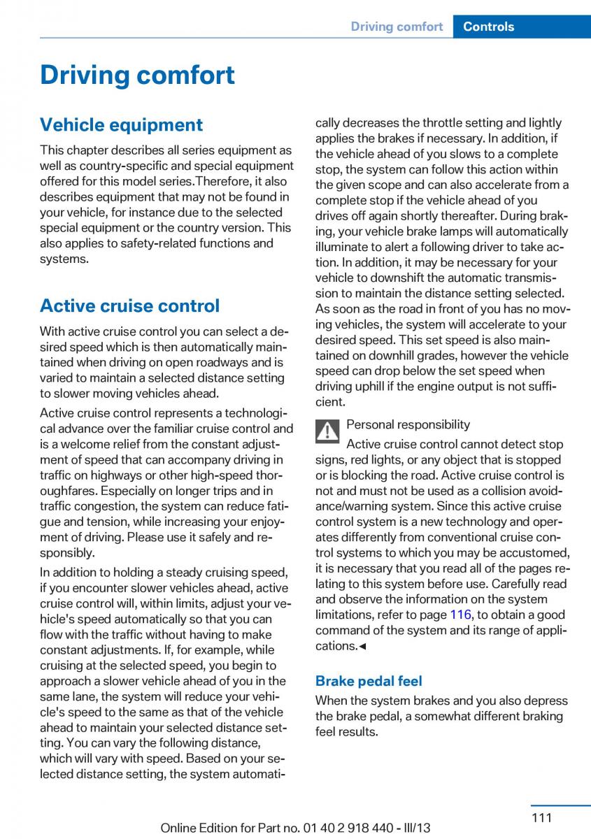 BMW X5 X6 F15 F16 owners manual / page 111