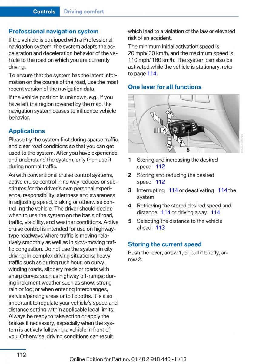 BMW X5 X6 F15 F16 owners manual / page 112