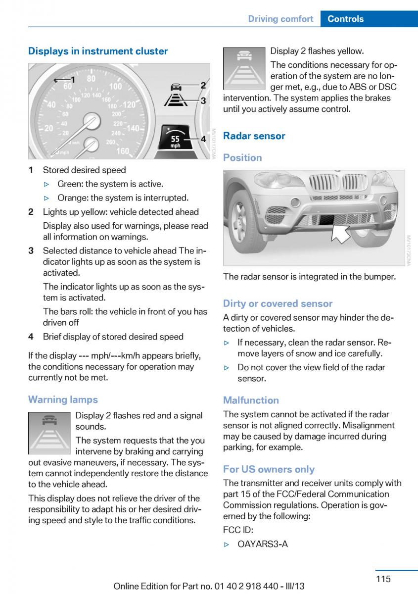 BMW X5 X6 F15 F16 owners manual / page 115