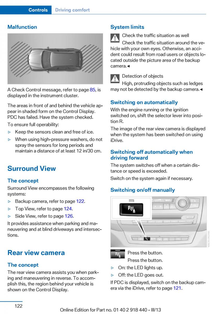 BMW X5 X6 F15 F16 owners manual / page 122