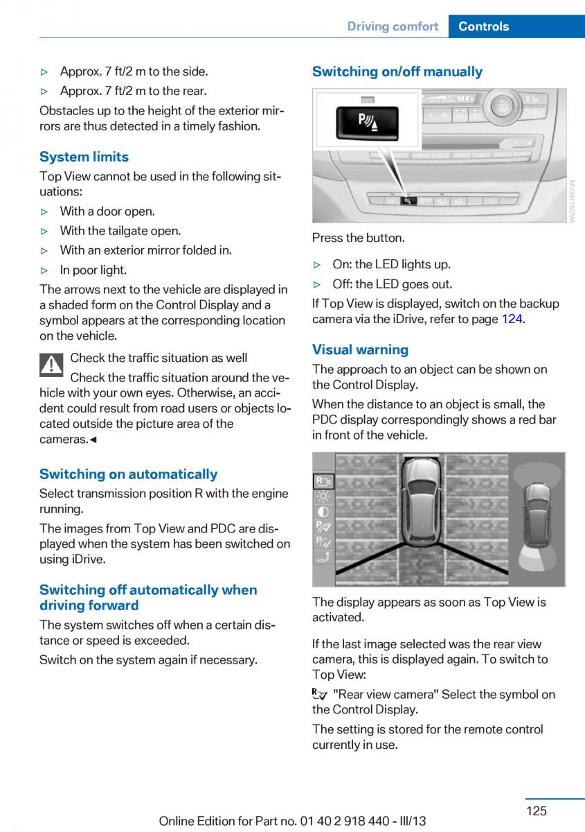 BMW X5 X6 F15 F16 owners manual / page 125