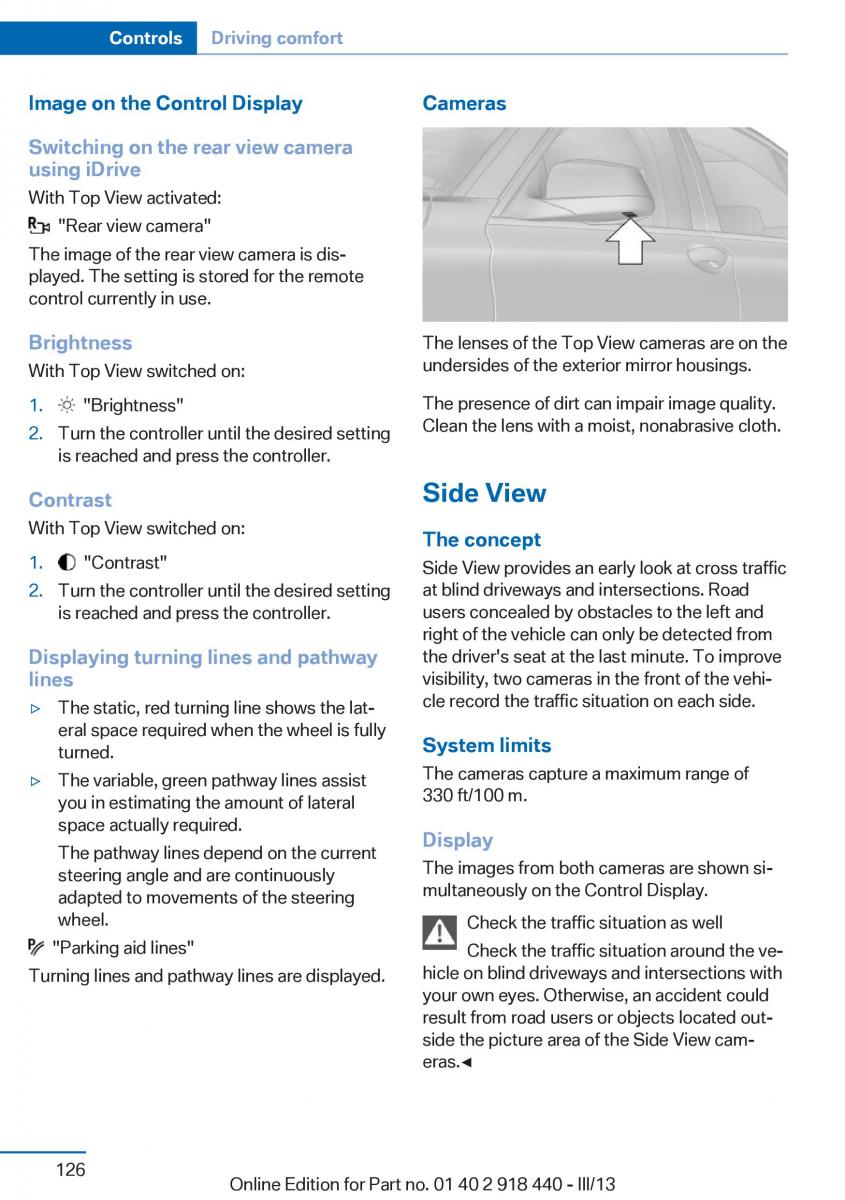 BMW X5 X6 F15 F16 owners manual / page 126