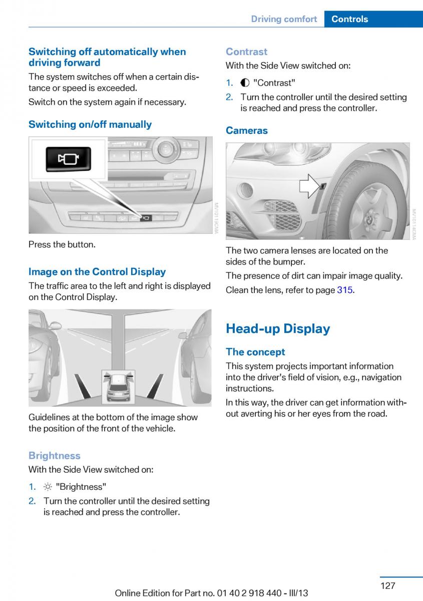 BMW X5 X6 F15 F16 owners manual / page 127