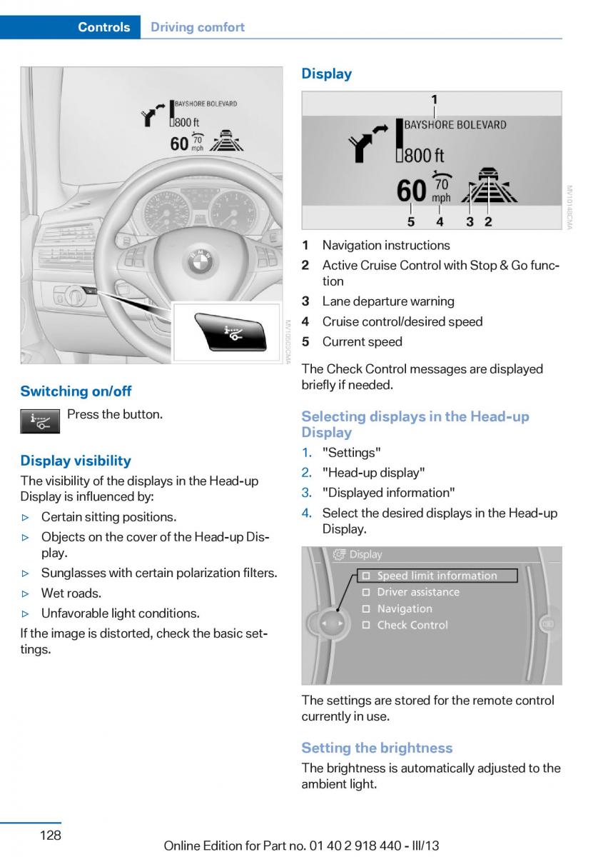 BMW X5 X6 F15 F16 owners manual / page 128