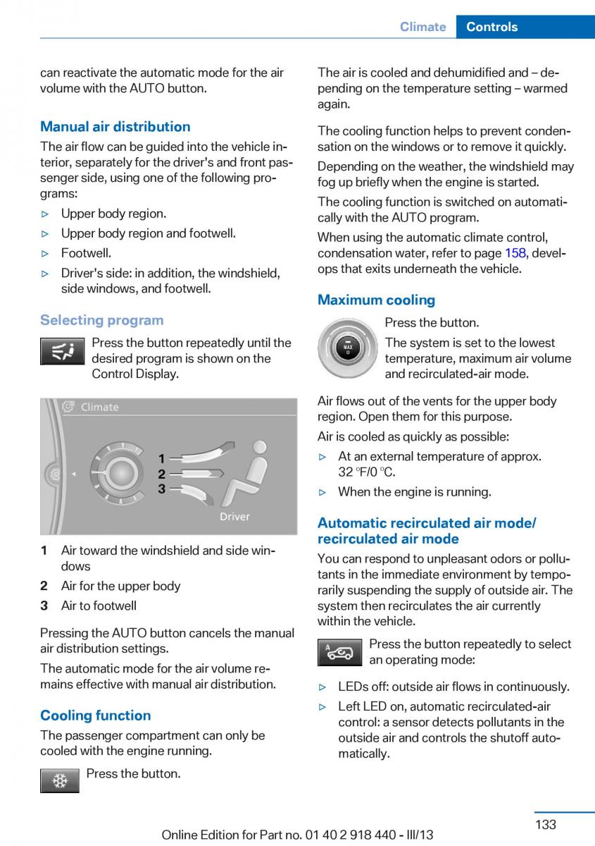 BMW X5 X6 F15 F16 owners manual / page 133