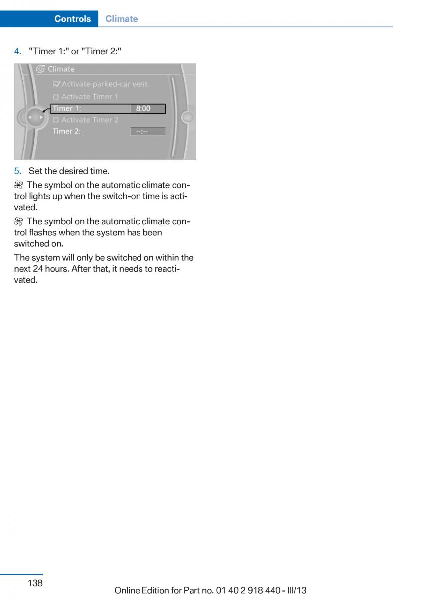 BMW X5 X6 F15 F16 owners manual / page 138